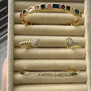 Gold Multicolor Gemstone Bangle Bracelet - Elegant Women's Jewelry